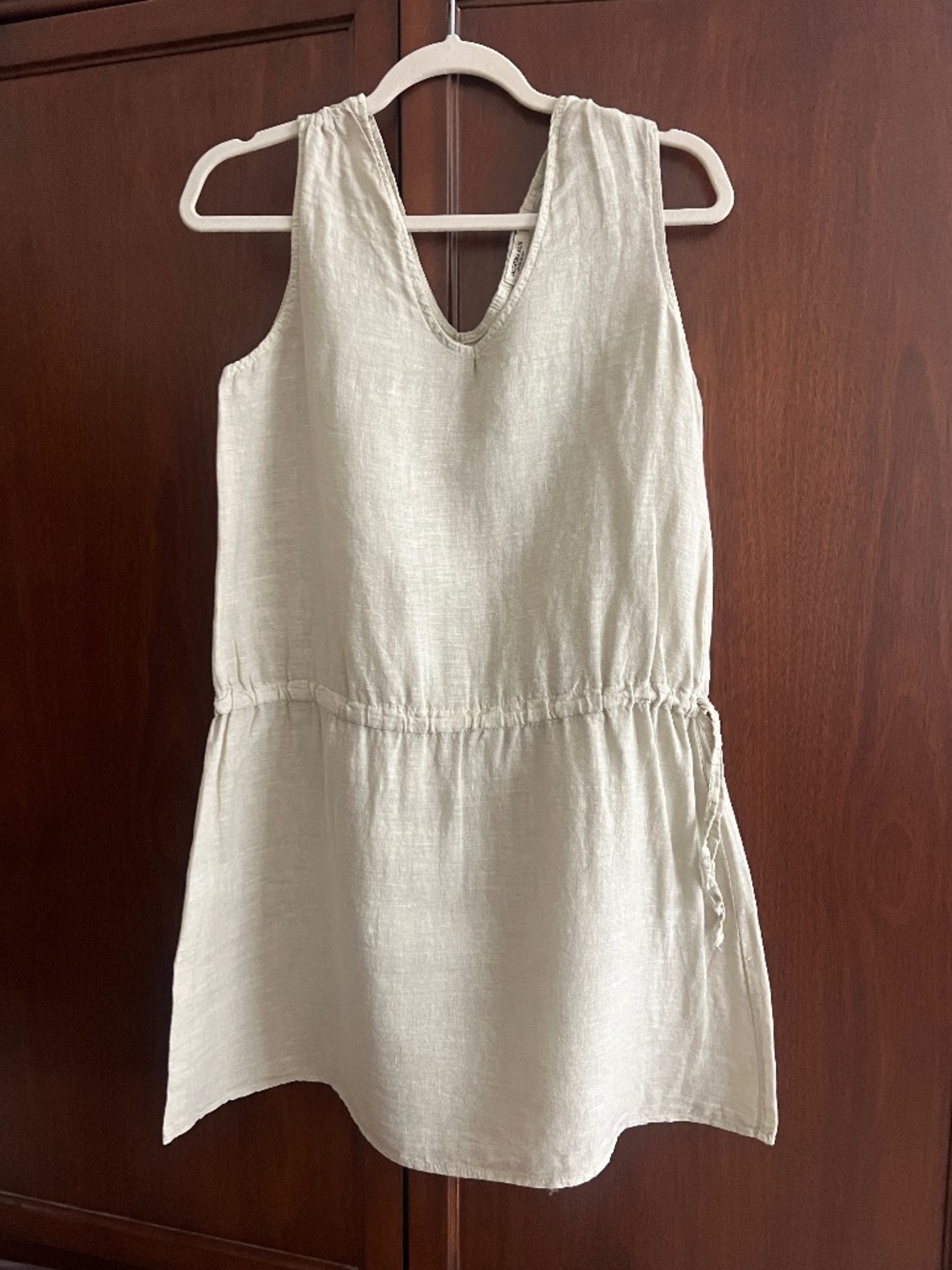 Valentina Naldi 100% Italian Linen Dress Size Medium | Natural Ivory Beige Linen